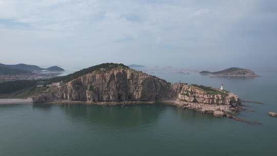 大海海洋岛屿自然风光山东烟台长岛航拍