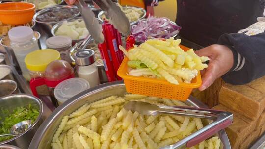 四川美食洋芋花狼牙土豆视频素材模板下载