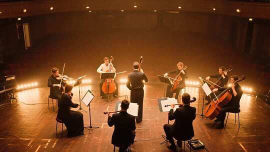 室内弦乐演奏者演奏场景