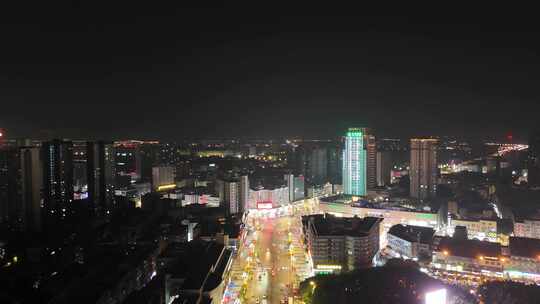 四川德阳夜景德阳商业广场夜景航拍