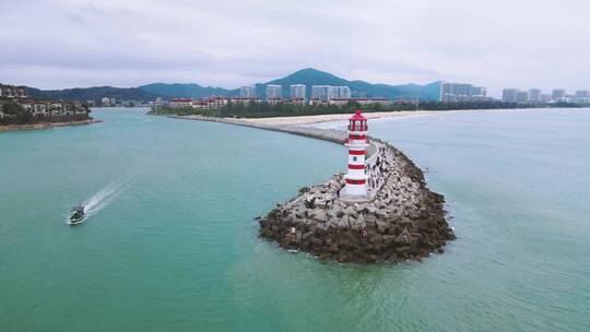 海滩灯塔万宁旅游航拍