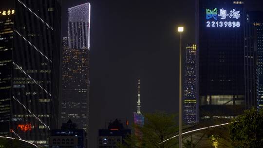 2023最新广州天河红绿灯珠江新城夜景视频素材模板下载