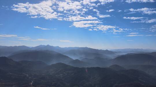 乡村振兴高山峰美丽风景白云天空雾气航拍