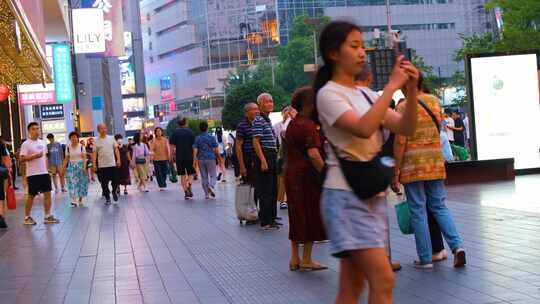 上海市南京东路逛街购物旅游人群行人人流游