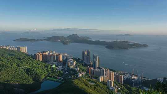 香港太平山夏力道西高山海滨货轮黄昏延时