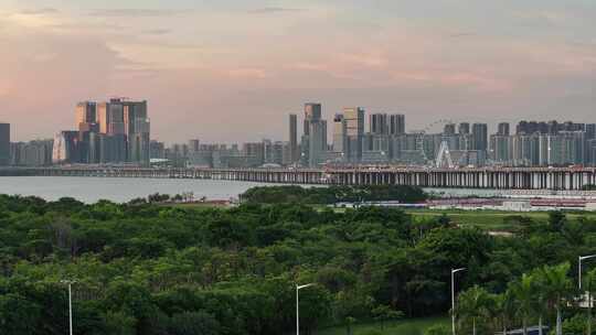 前海码头宝安城市日落晚霞