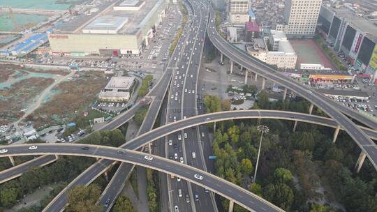 航拍山东济南城市风光地标建筑