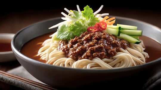精致美味炸酱面诱人呈现
