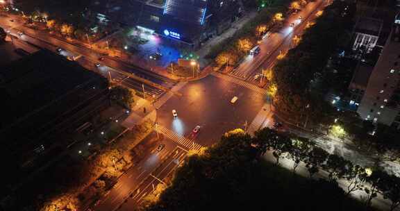 航拍苏州CBD街景夜景