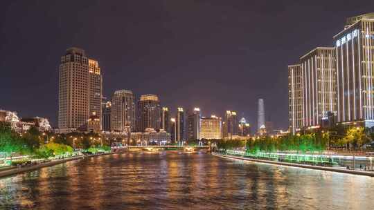 天津海河夜景延时天津夜景延时