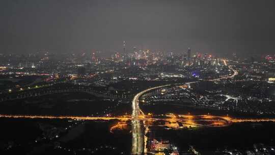 广州华南快速路夜景航拍视频素材模板下载