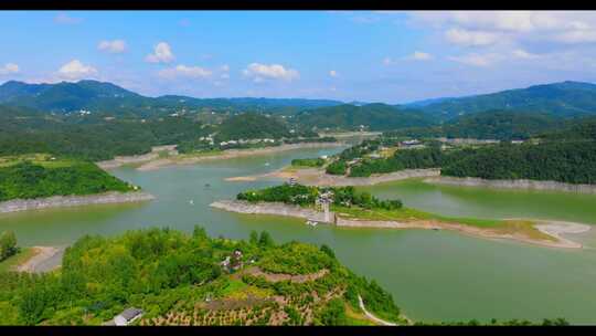 航拍陕西安康瀛湖风景区