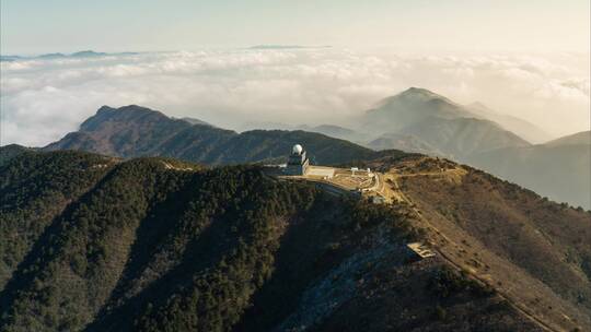 大气磅礴杭州临安大明山航拍大范围云海翻腾