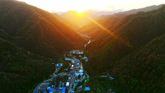 群山 秦岭落日视频素材模板下载