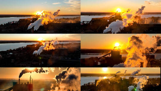 工厂烟囱城市污染环境污染空气污染