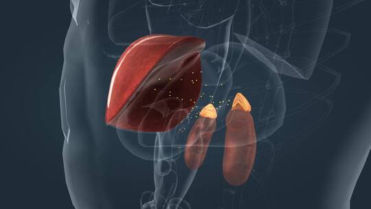 医学人体器官肾脏内分泌系统肾上腺三维动画