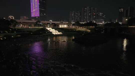 深圳龙岗中心城U梦广场夜景航拍