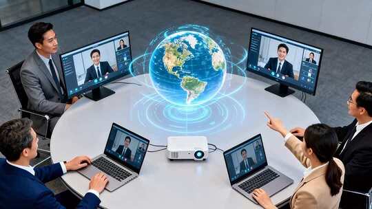 商务人士远程视频会议场景