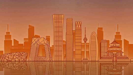 城市地标建筑剪影素材