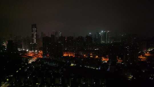 深圳罗湖区深南沿河立交夜景航拍