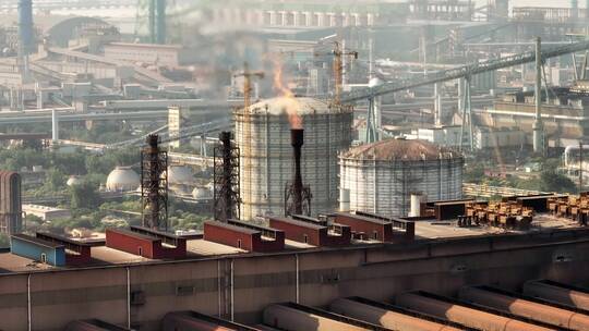 钢铁厂重工业航拍视频素材模板下载
