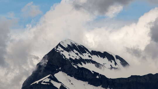 勃朗峰阿尔卑斯山法国山脉雪峰滑雪延时