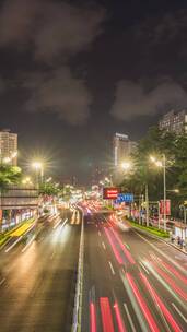 广西南宁民族大道夜景交通车流延时摄影