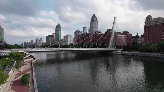 天津海河风景城市建筑风光航拍