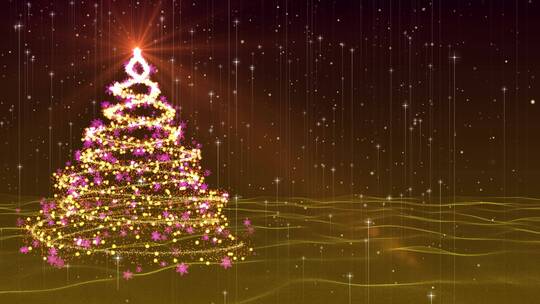 4k 唯美金色粒子圣诞树背景