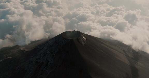 火山，危地马拉，峰，烟