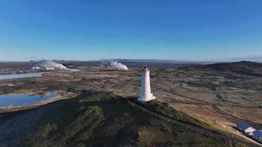 雷克雅内斯灯塔，冰岛无人机视频4K视频素材模板下载