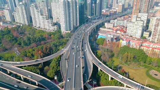 上海黄浦区延安东路立交桥车流城市风景视频