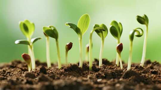 春天植物种子发芽万物生长