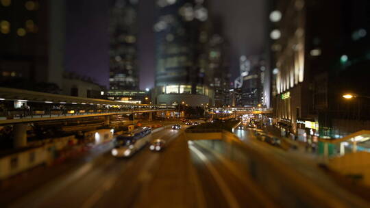 城市夜晚交通移轴拍摄