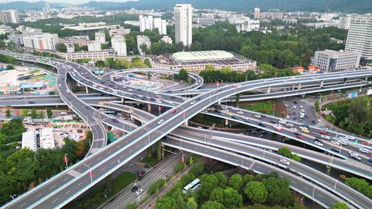南京新庄立交桥航拍风光 合集视频素材模板下载