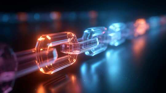 科技感十足的透明水晶区块链