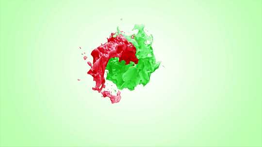 旋转扭曲的红色和绿色油漆飞溅4K