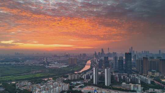 繁华广州日落晚霞夜景延时