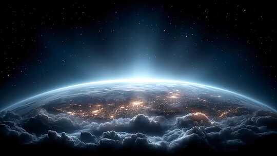 璀璨地球光芒四射照亮全球
