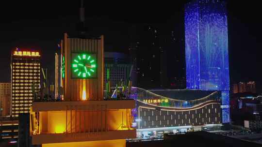 内蒙古呼和浩特市中心4k夜景