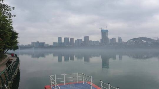 航拍柳州市平流雾视频素材模板下载