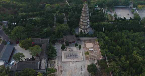 河北邯郸响堂山石窟常乐寺清晨航拍