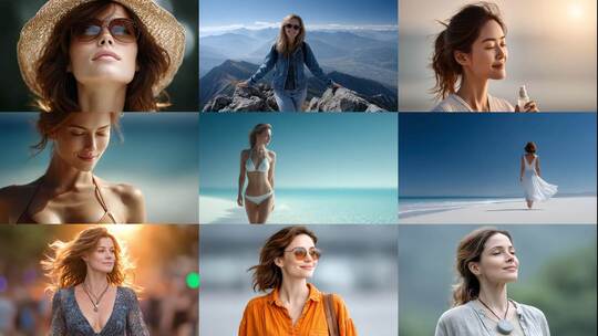 女性户外度假阳光活力特辑高清在线视频素材下载