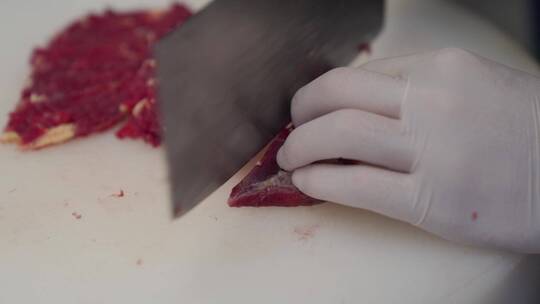 新鲜牛肉潮汕牛肉切牛肉腌牛肉实拍视频