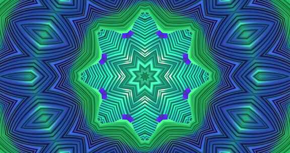 A0131 4K酷炫抽象蓝色调图案万花筒背景