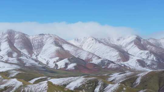 航拍青藏高原青海祁连山脉天境祁连雪山雪景