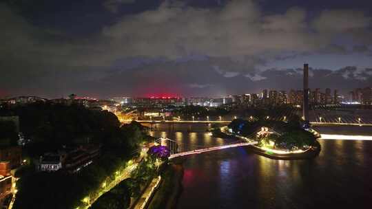 福州闽江两岸烟台山中洲岛江心公园CBD夜景