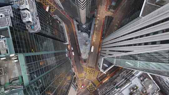 俯拍香港高楼建筑视频素材模板下载