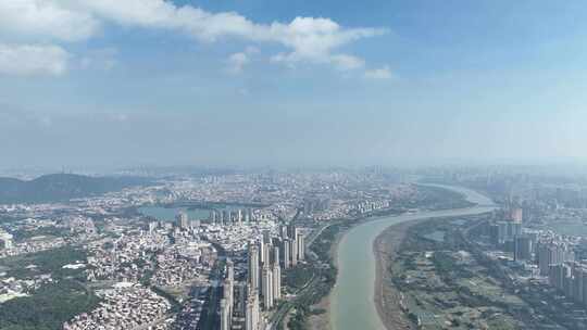 泉州大景航拍市区全景晋江两岸经济城市发展