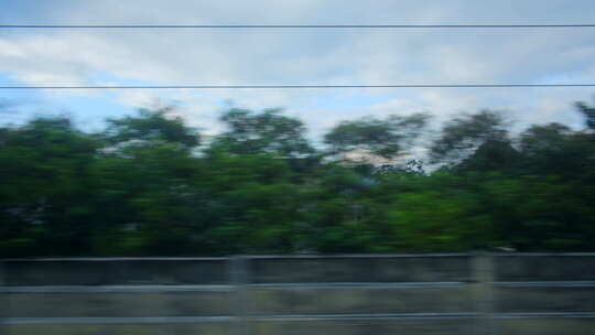 动车高铁火车窗外风景 沿途风光